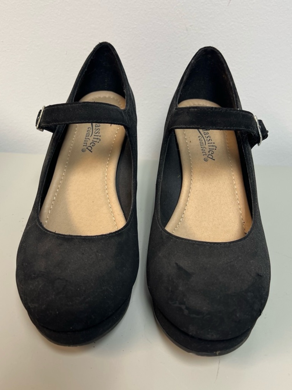 Classified Black Mary Jane Heels with Buckle Strap